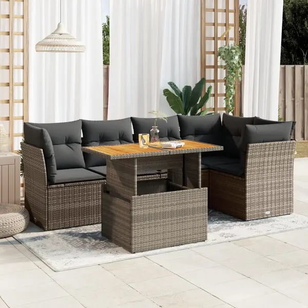 Gossi set mobilier gradina cu perne, 6 piese, gri, poliratan