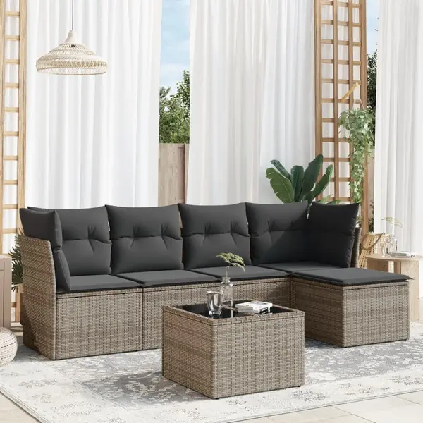 Gossi set mobilier gradina cu perne, 6 piese, gri, poliratan