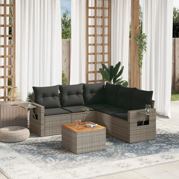 Gossi set mobilier gradina cu perne, 6 piese, gri, poliratan