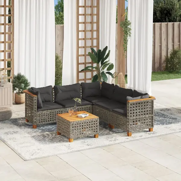 Gossi set mobilier gradina cu perne, 6 piese, gri, poliratan
