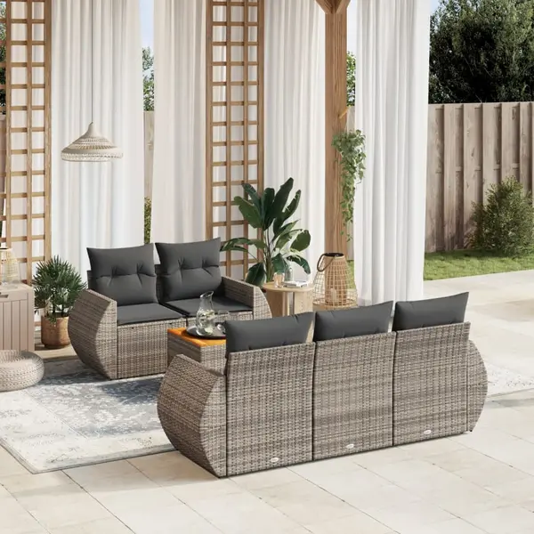 Gossi set mobilier gradina cu perne, 6 piese, gri, poliratan