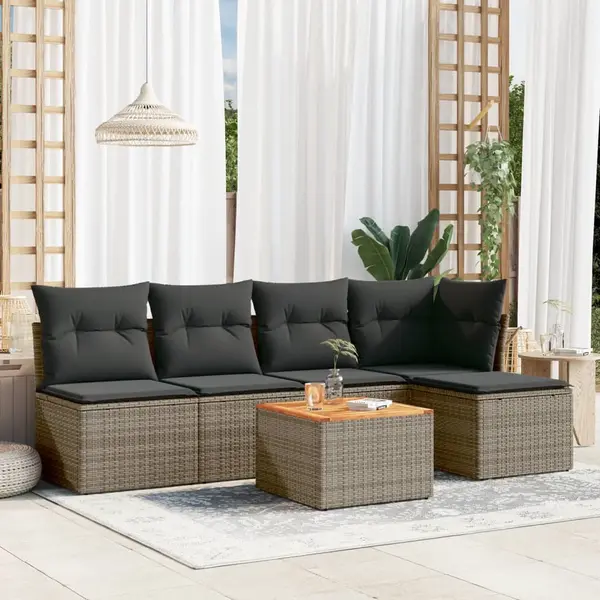 Gossi set mobilier gradina cu perne, 6 piese, gri, poliratan