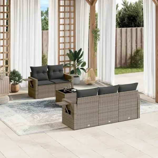 Gossi set mobilier gradina cu perne, 6 piese, gri, poliratan