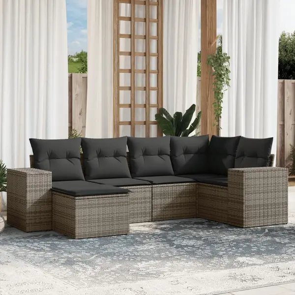 Gossi set mobilier gradina cu perne, 6 piese, gri, poliratan