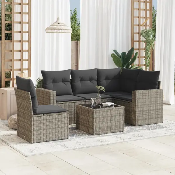 Gossi set mobilier gradina cu perne, 6 piese, gri, poliratan
