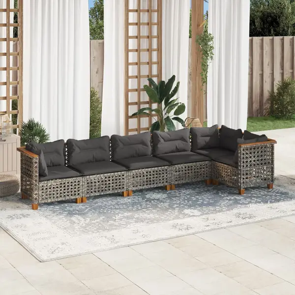 Gossi set mobilier gradina cu perne, 6 piese, gri, poliratan