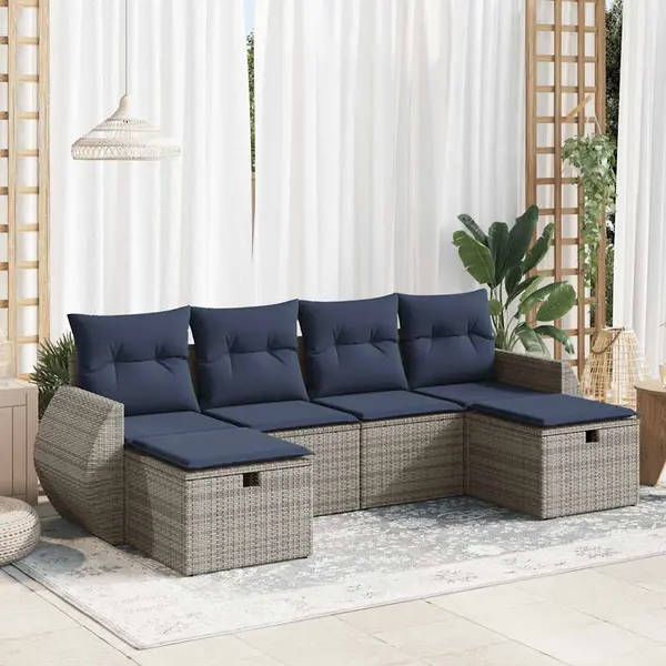 Gossi set mobilier gradina cu perne, 6 piese, gri, poliratan