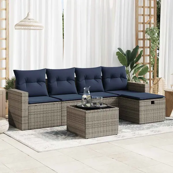 Gossi set mobilier gradina cu perne, 6 piese, gri, poliratan