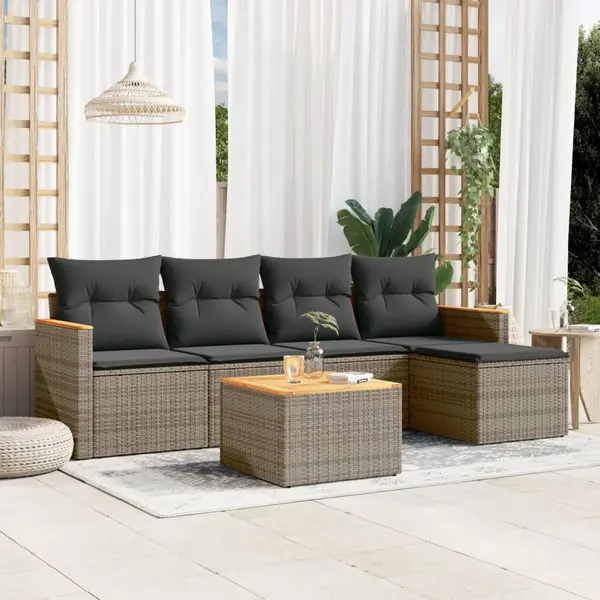Gossi set mobilier gradina cu perne, 6 piese, gri, poliratan
