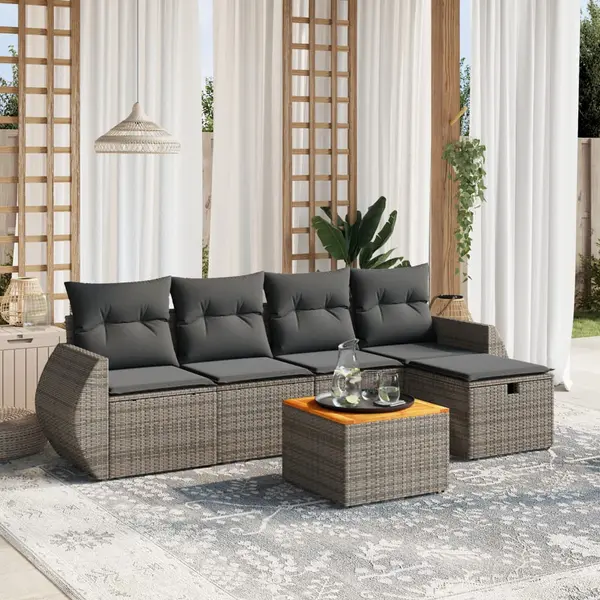 Gossi set mobilier gradina cu perne, 6 piese, gri, poliratan