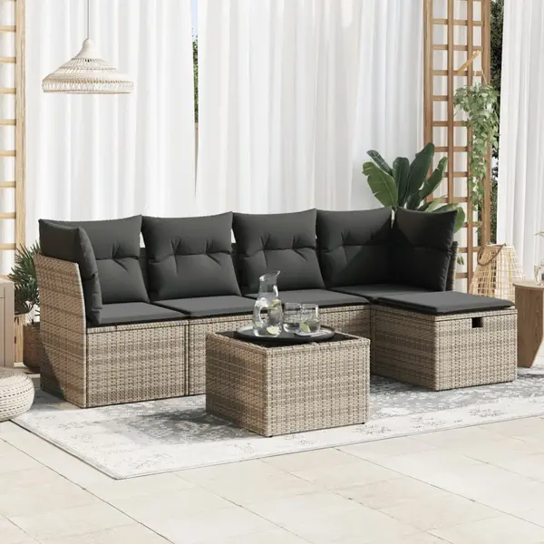 Gossi set mobilier gradina cu perne, 6 piese, gri, poliratan