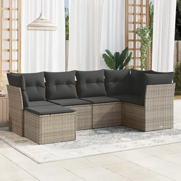 Gossi set mobilier gradina cu perne, 6 piese, gri, poliratan