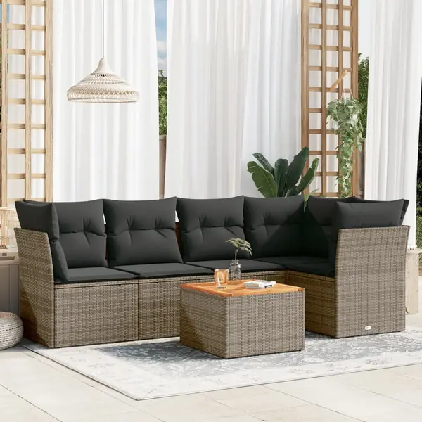 Gossi set mobilier gradina cu perne, 6 piese, gri, poliratan