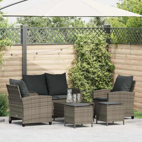 Gossi set mobilier gradina cu perne, 6 piese, gri, poliratan