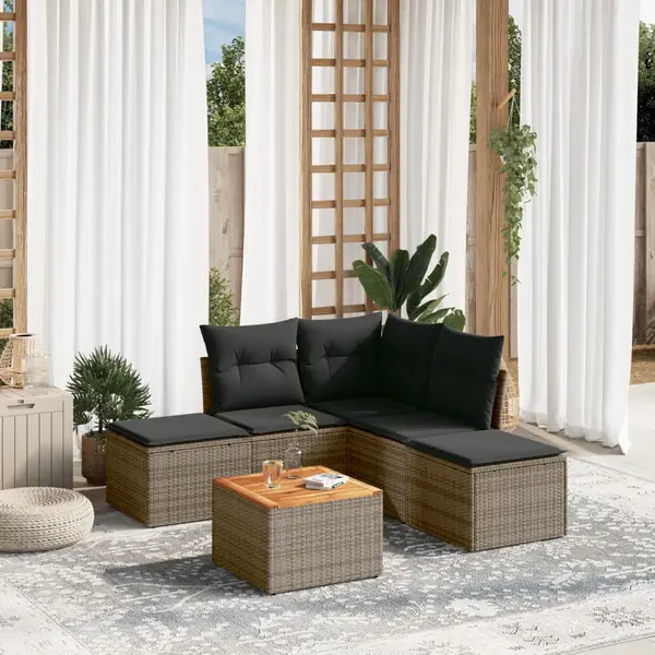Gossi set mobilier gradina cu perne, 6 piese, gri, poliratan