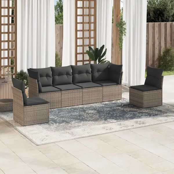 Gossi set mobilier gradina cu perne, 6 piese, gri, poliratan