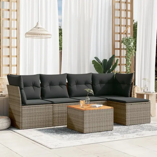Gossi set mobilier gradina cu perne, 6 piese, gri, poliratan