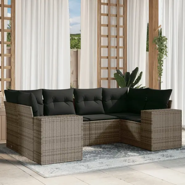 Gossi set mobilier gradina cu perne, 6 piese, gri, poliratan