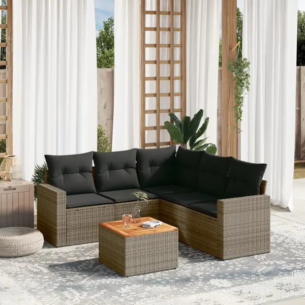 Gossi set mobilier gradina cu perne, 6 piese, gri, poliratan