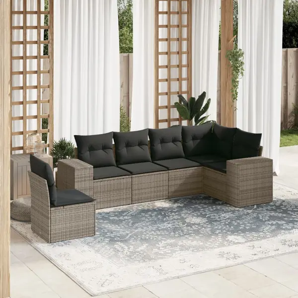 Gossi set mobilier gradina cu perne, 6 piese, gri, poliratan