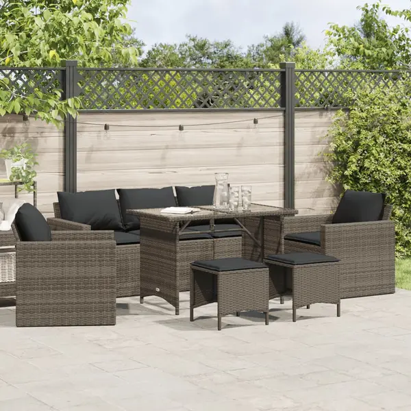 Gossi set mobilier gradina cu perne, 6 piese, gri, poliratan