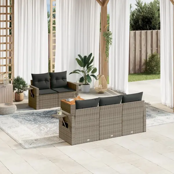 Gossi set mobilier gradina cu perne, 6 piese, gri, poliratan