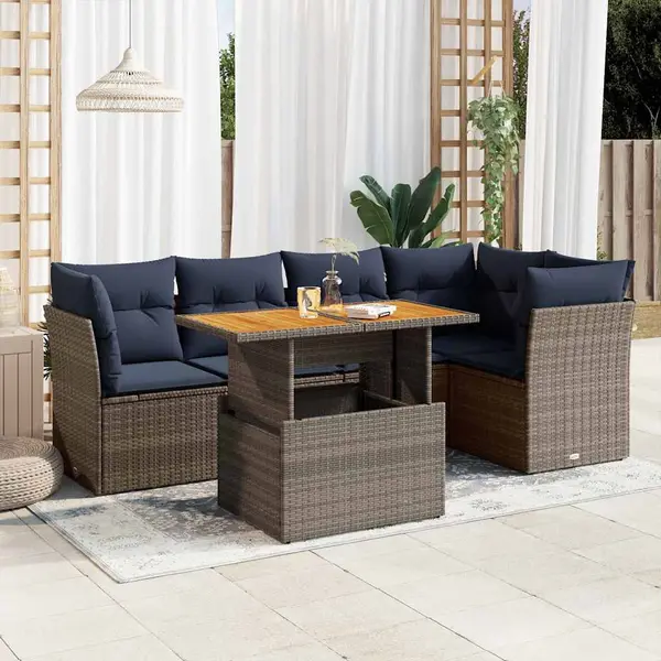 Gossi set mobilier gradina cu perne, 6 piese, gri, poliratan