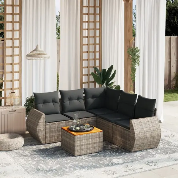 Gossi set mobilier gradina cu perne, 6 piese, gri, poliratan
