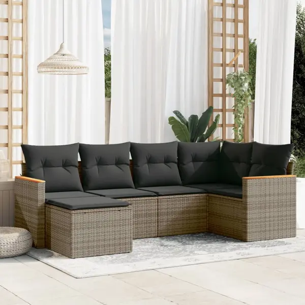 Gossi set mobilier gradina cu perne, 6 piese, gri, poliratan