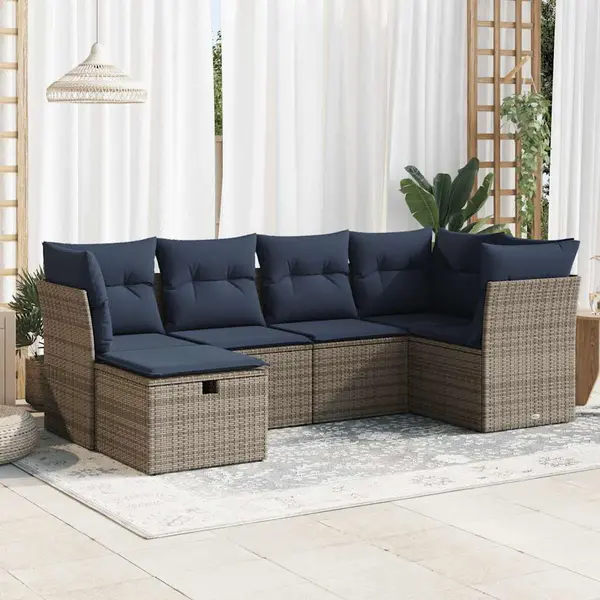 Gossi set mobilier gradina cu perne, 6 piese, gri, poliratan