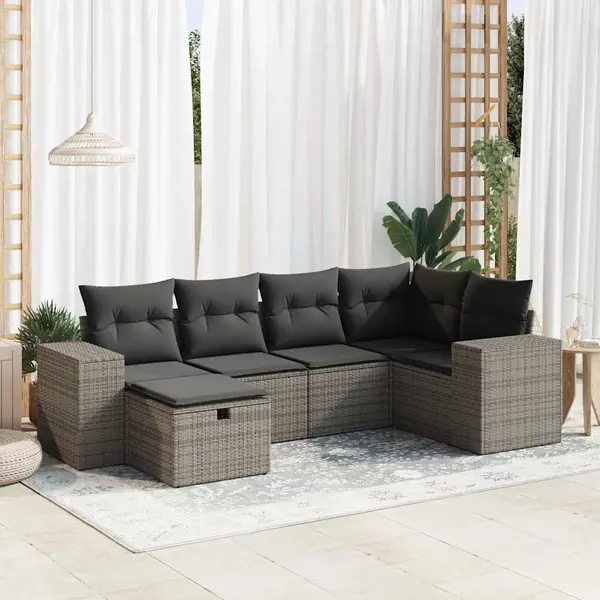 Gossi set mobilier gradina cu perne, 6 piese, gri, poliratan