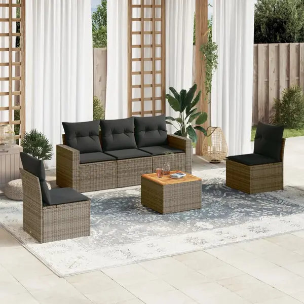Gossi set mobilier gradina cu perne, 6 piese, gri, poliratan