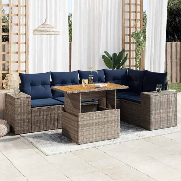 Gossi set mobilier gradina cu perne, 6 piese, gri, poliratan