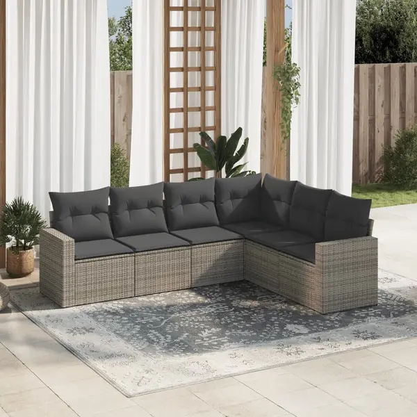 Gossi set mobilier gradina cu perne, 6 piese, gri, poliratan