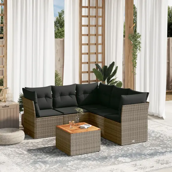Gossi set mobilier gradina cu perne, 6 piese, gri, poliratan