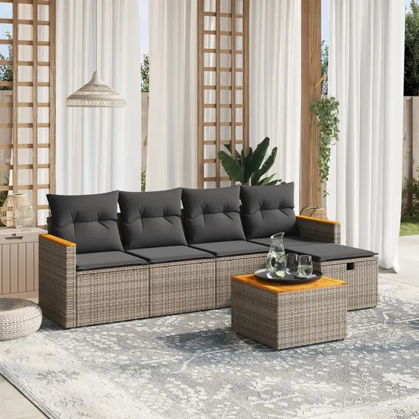 Gossi set mobilier gradina cu perne, 6 piese, gri, poliratan