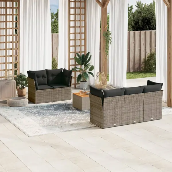 Gossi set mobilier gradina cu perne, 6 piese, gri, poliratan