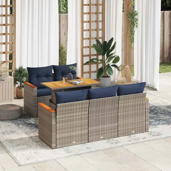 Gossi set mobilier gradina cu perne, 6 piese, gri, poliratan