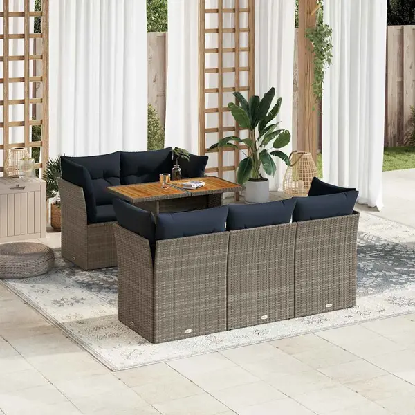 Gossi set mobilier gradina cu perne, 6 piese, gri, poliratan