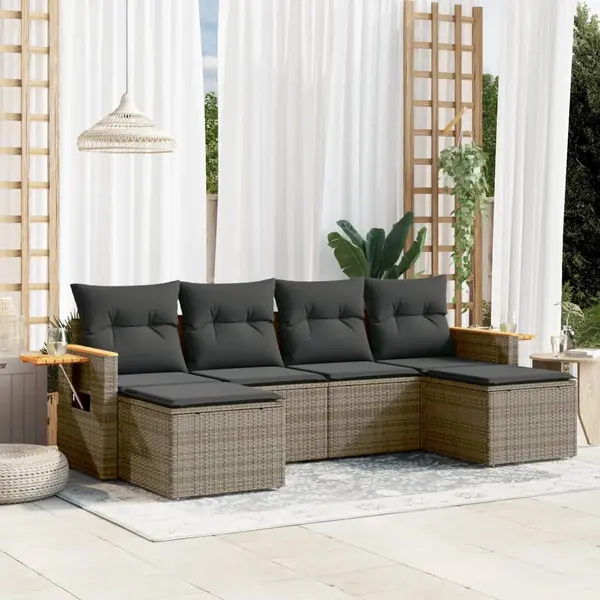 Gossi set mobilier gradina cu perne, 6 piese, gri, poliratan
