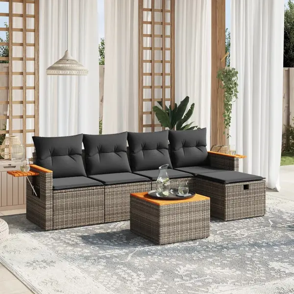Gossi set mobilier gradina cu perne, 6 piese, gri, poliratan