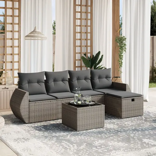 Gossi set mobilier gradina cu perne, 6 piese, gri, poliratan
