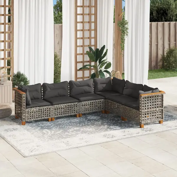 Gossi set mobilier gradina cu perne, 6 piese, gri, poliratan