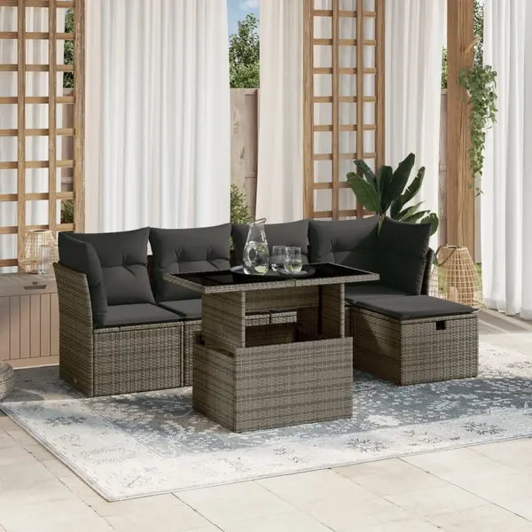 Gossi set mobilier gradina cu perne, 6 piese, gri, poliratan
