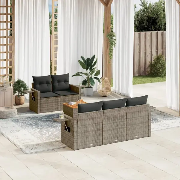 Gossi set mobilier gradina cu perne, 6 piese, gri, poliratan