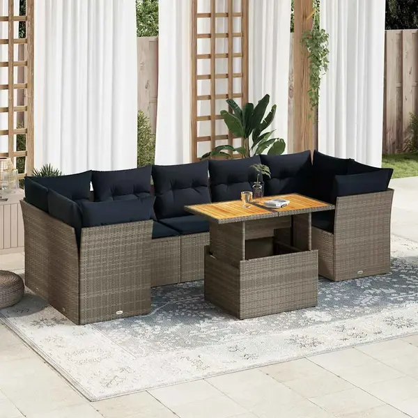 Gossi set mobilier gradina cu perne, 6 piese, gri, poliratan
