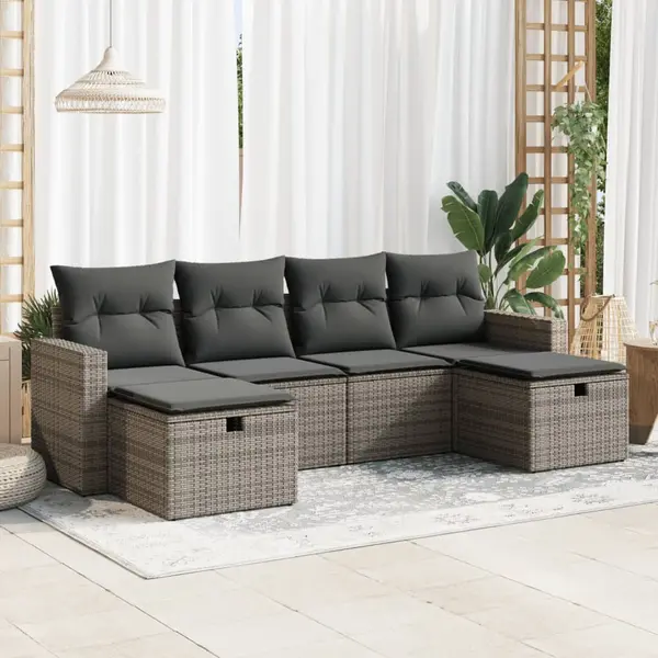 Gossi set mobilier gradina cu perne, 6 piese, gri, poliratan