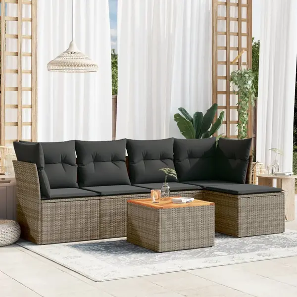 Gossi set mobilier gradina cu perne, 6 piese, gri, poliratan