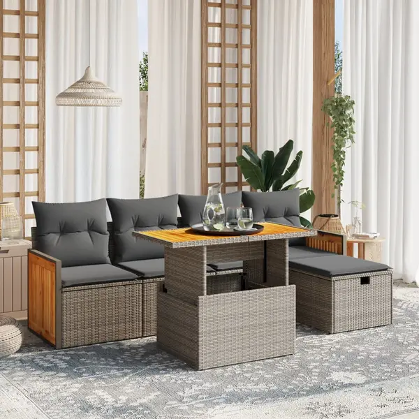Gossi set mobilier gradina cu perne, 6 piese, gri, poliratan