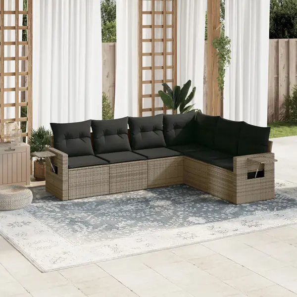 Gossi set mobilier gradina cu perne, 6 piese, gri, poliratan